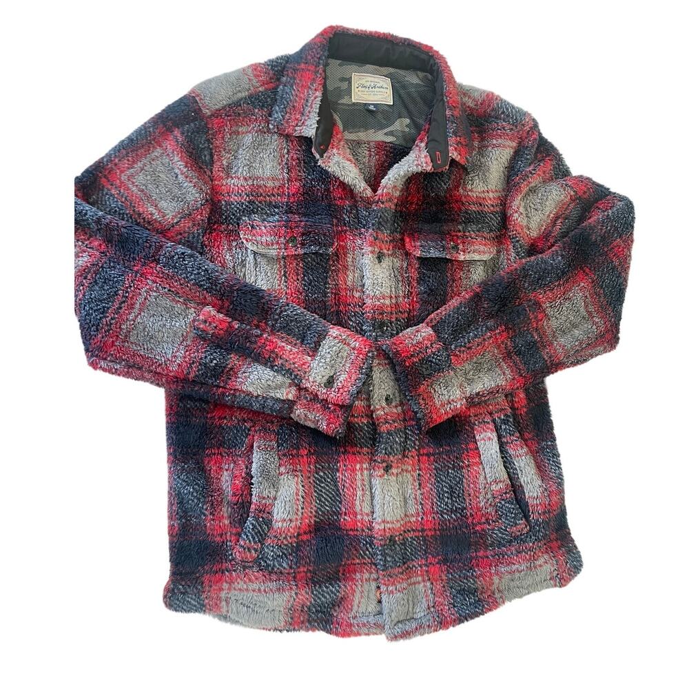 Flag & Anthem Atoka Fleece Lined Shirt Jacket Red Blue Gray Rugged Mens Medium